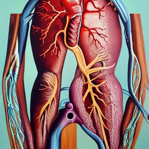 Prompt: dramatic oil in canvas of the anatomy of heart, very detailed