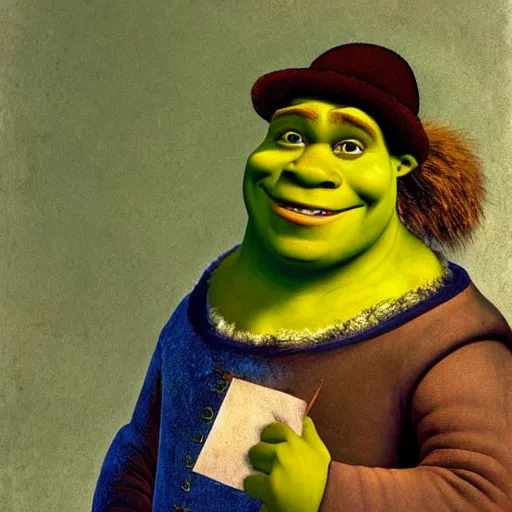 Image similar to shrek by Johannes Vermeer