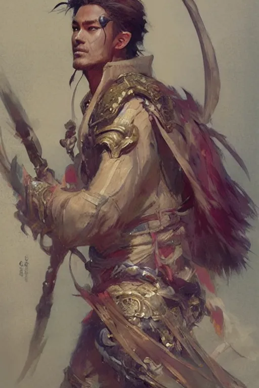 Image similar to attractive man, character design, wuxia, colorful, painting by gaston bussiere, craig mullins, greg rutkowski, j. c. leyendecker
