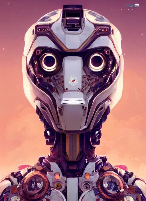 Image similar to symmetry!! portrait of a robot astronaut, floral! horizon zero dawn machine, intricate, elegant, highly detailed, digital painting, artstation, concept art, smooth, sharp focus, illustration, art by artgerm and greg rutkowski and alphonse mucha, 8 k