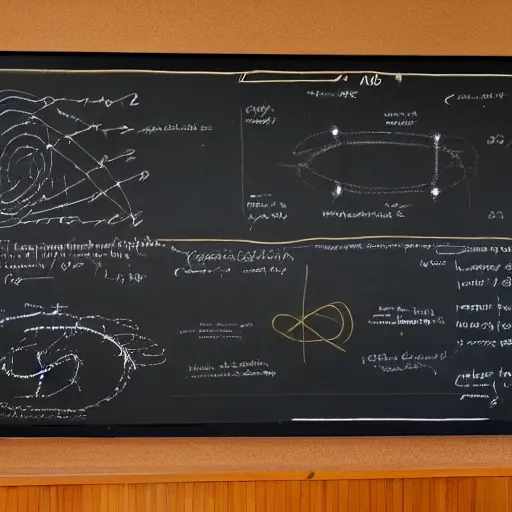 Prompt: blackboard with Maxwell's eqation for electromagnetic fields