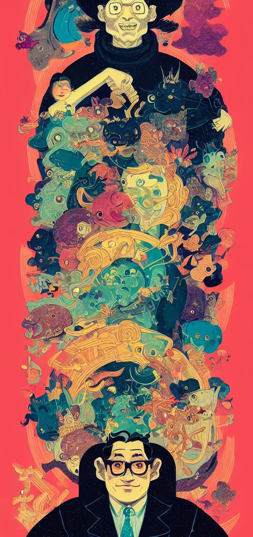 Image similar to a character portrait piece by victo ngai, francis goya, basil wolverton, lisa frank, roy litchenstein