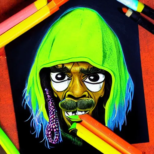 Image similar to a snoop dogg tennis ball monster, snoop dogg, colorful, digital art, fantasy, magic, chalk, trending on artstation, ultra detailed, professional illustration by basil gogos