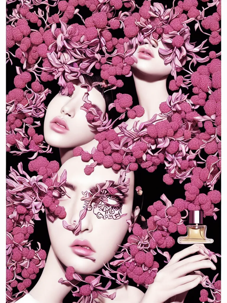 Image similar to fragrance advertising campaign by hirohiko araki, highly detailed, intricate, very beautiful
