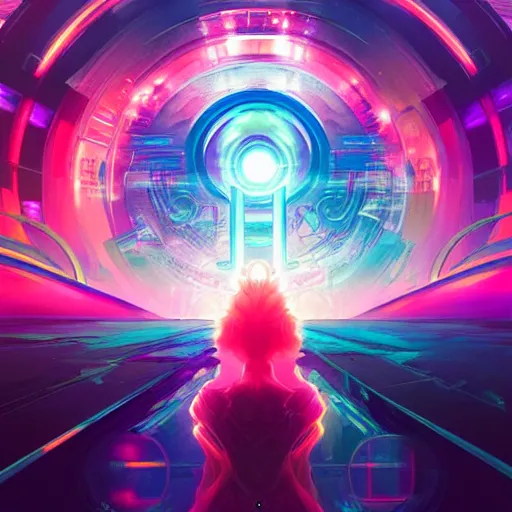 Image similar to a netrunner vortex, vaporwave aesthetic, colorful, psychedelic, digital painting, artstation, concept art, smooth, sharp focus, illustration, art by artgerm and greg rutkowski and alphonse mucha