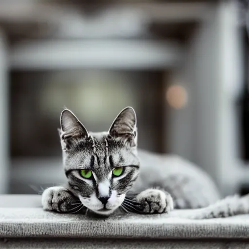 Prompt: stock photo of cat plotting to conquer the world