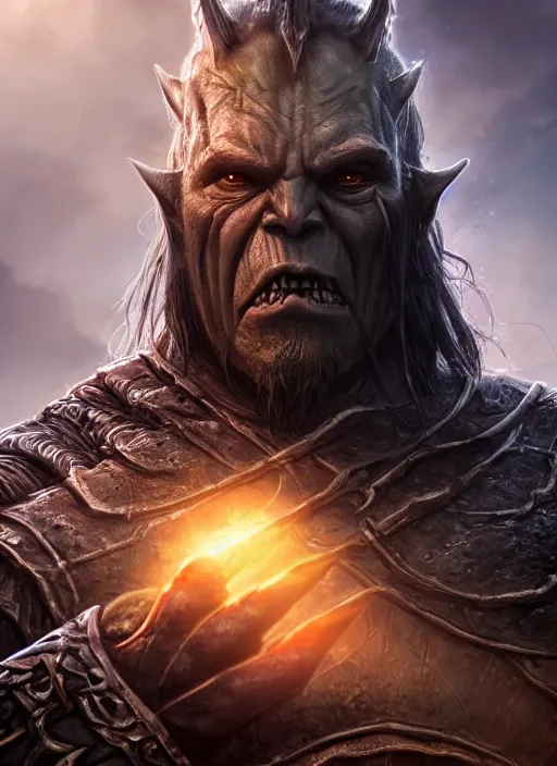 Image similar to tarnished orc, ultra detailed fantasy, elden ring, realistic, dnd character portrait, full body, dnd, rpg, lotr game design fanart by concept art, behance hd, artstation, deviantart, global illumination radiating a glowing aura global illumination ray tracing hdr render in unreal engine 5