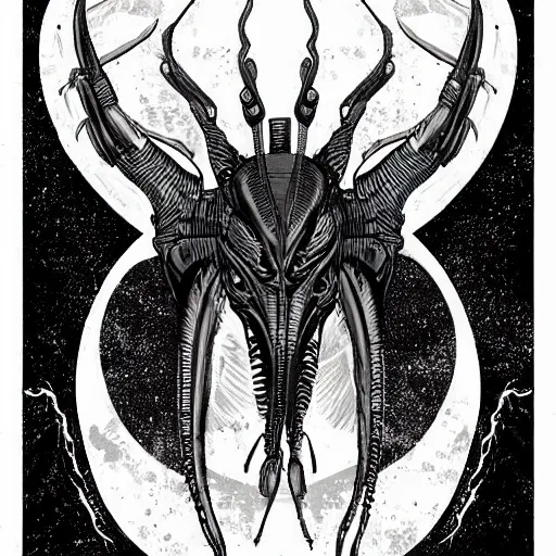 Image similar to “ digital art illustration of a xenomorph by artist michael mitchell ”