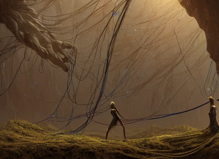 Image similar to rgb, woman, woods, on an alien planet, movie scene, inspired by zdzislaw beksinski, clothes made out of veins,, cables everywhere, bedroom, ultra realistic, concept art, intricate details, highly detailed, photorealistic, octane render, 8 k