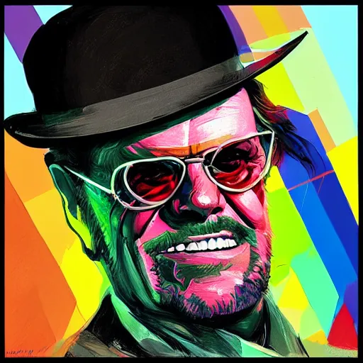 Prompt: 🌈 abstract motorcycle engine portrait of jack nicholson by atey ghailan and edward hopper