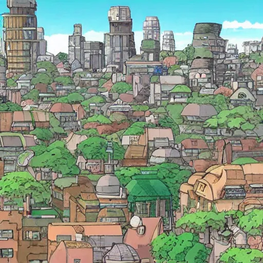 Image similar to studio ghibli buff racoon detailed dystopian city