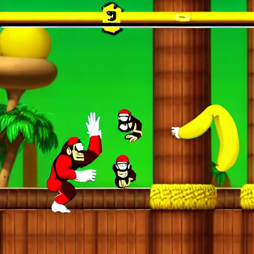 Image similar to Donkey Kong slips on a banana, Nintendo Power in-game screenshot