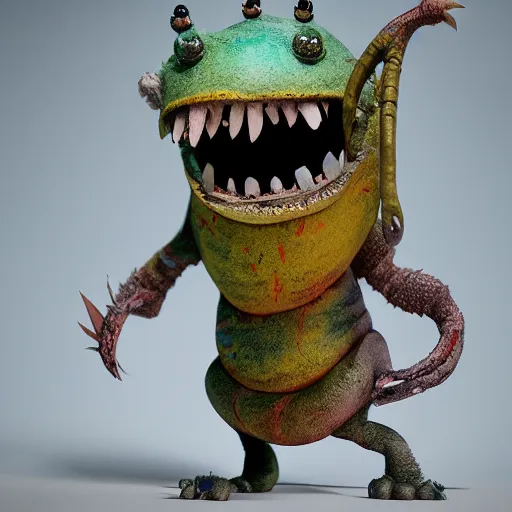 Prompt: autochrome photo of cute monster toy by Chris Ryniak, realistic, octane render