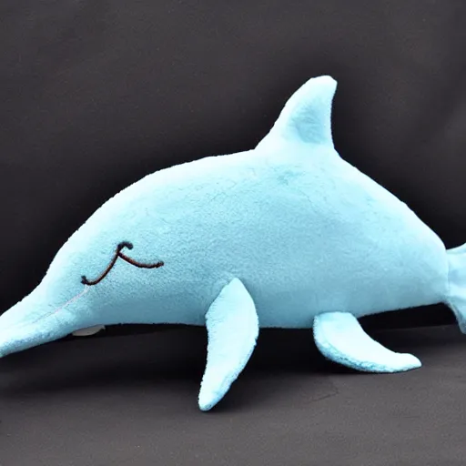 Image similar to a happy dolphin, plush doll, 8 k