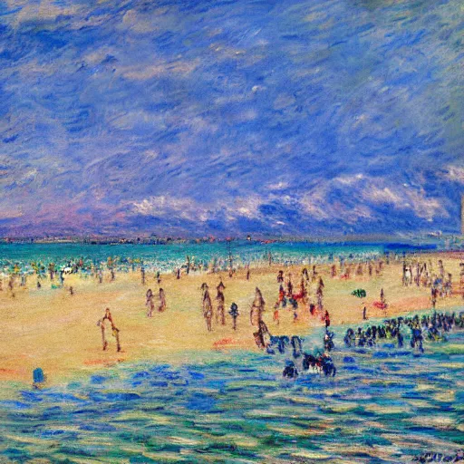 Prompt: cyberpunk rio de janeiro copacabana beach painted by monet