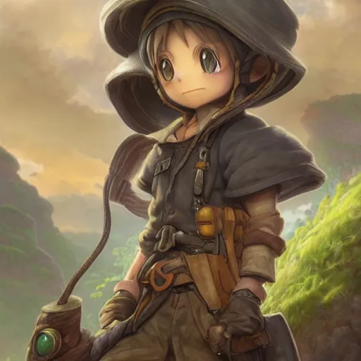 Prompt: a detailed portrait of a made in abyss character, by justin gerard and demizu posuka, digital art, realistic painting, very detailed, fantasy, dnd, character design, trending on artstation