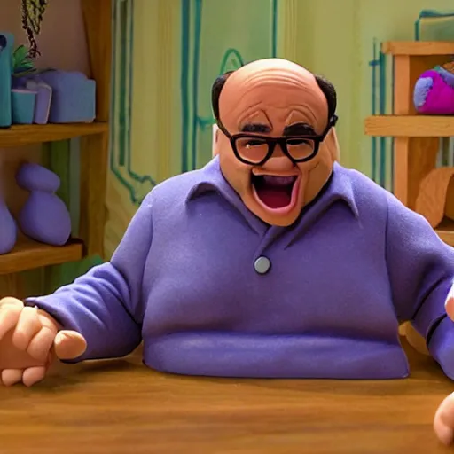 Prompt: claymation of danny devito