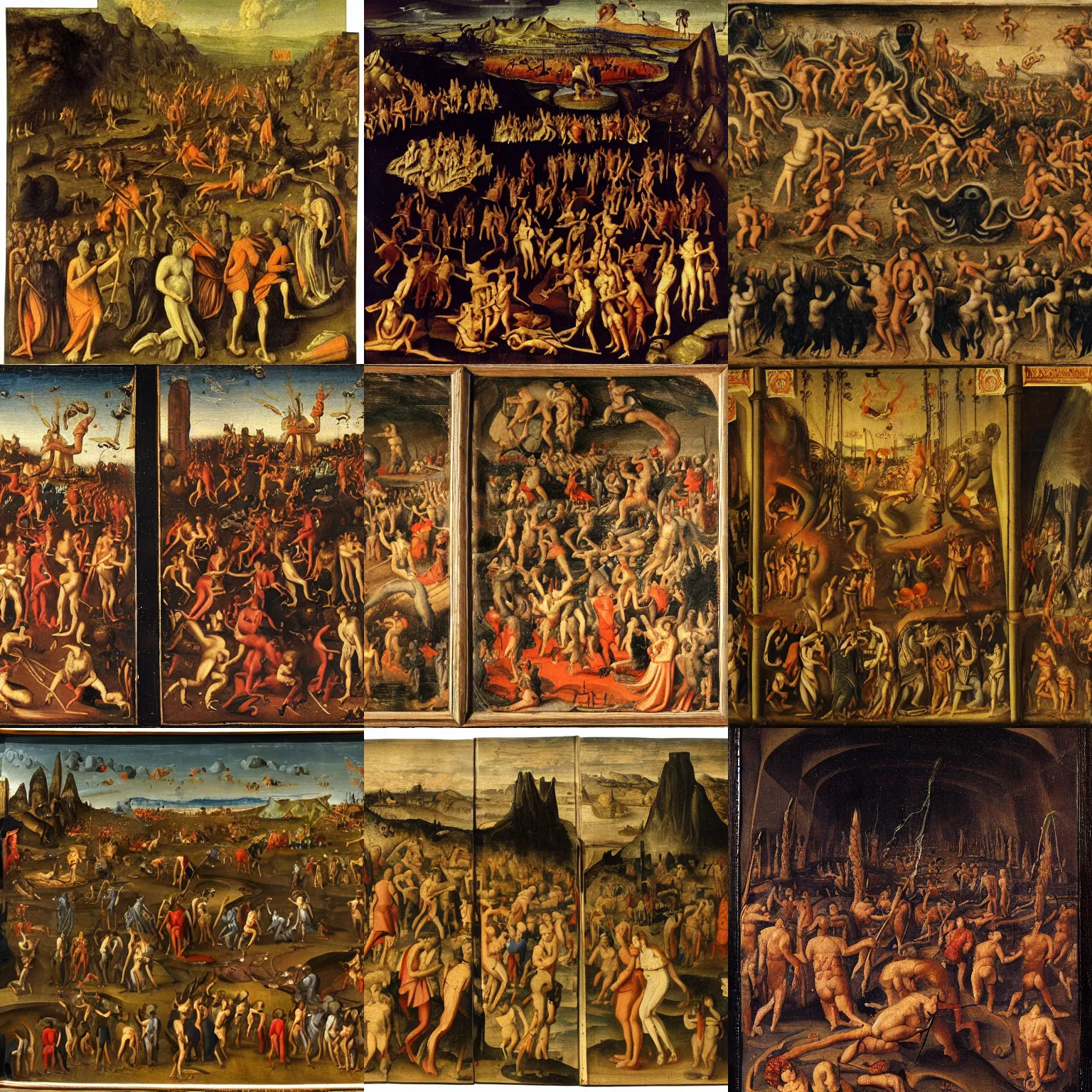 Prompt: painting of hell early flemish art