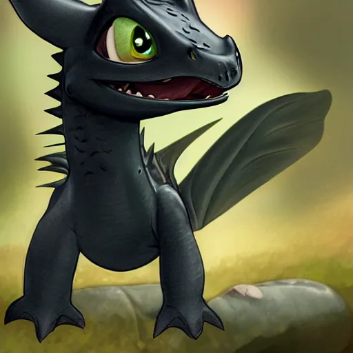 Image similar to toothless and hiccup fused together,