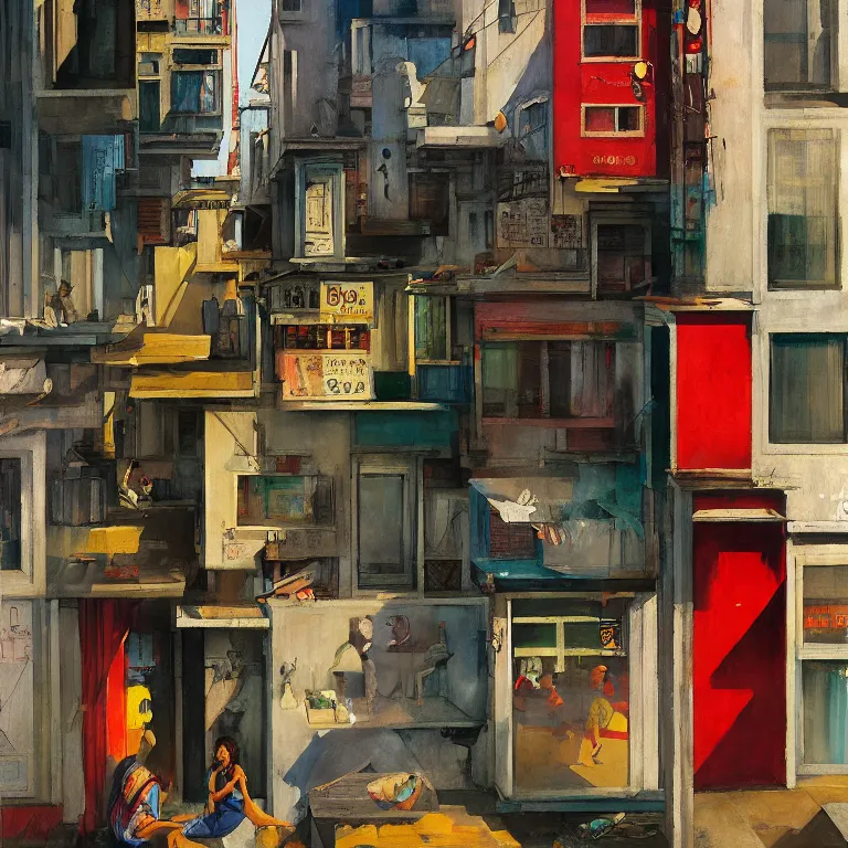 Prompt: shiva in honk kong slums, , painted by Edward Hopper, painted by James Gilleard, airbrush