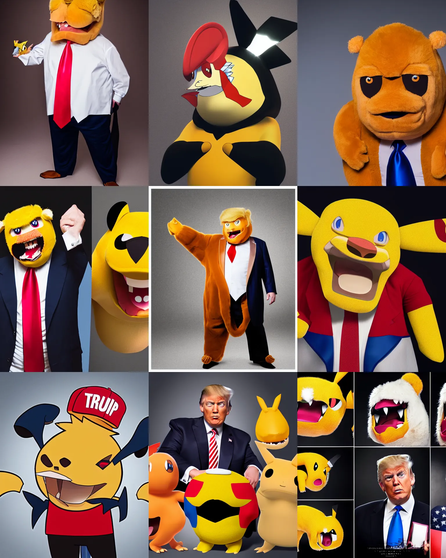 Prompt: donald trump as the pokemon gumshoos, portrait photography, studio lighting