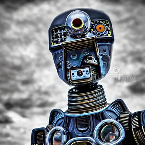 Image similar to Dall-E 2 art robot feels inferior, 35mm stock photo