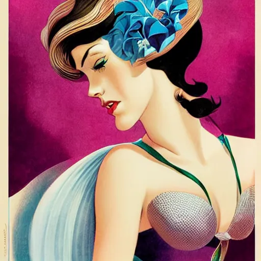 Image similar to a pinup by alberto vargas and anna dittmann.