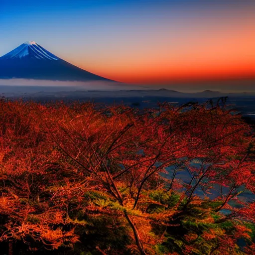 Prompt: photo of Mt Fuji, cinematic, golden hour, golden ratio, beautiful, high detail,