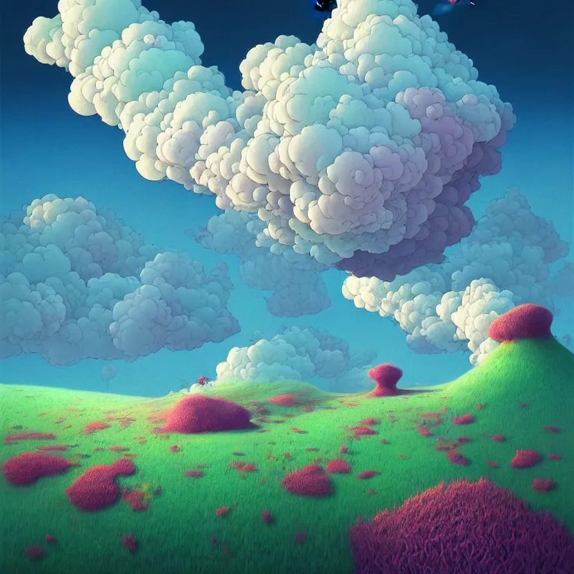 Prompt: white sea cloud, summer morning, very coherent and colorful high contrast, art by! gediminas pranckevicius! geof darrow, pastel color, volumetric lighting, cinematic, floralpunk screen printing woodblock, dark shadows, hard lighting, stippling art