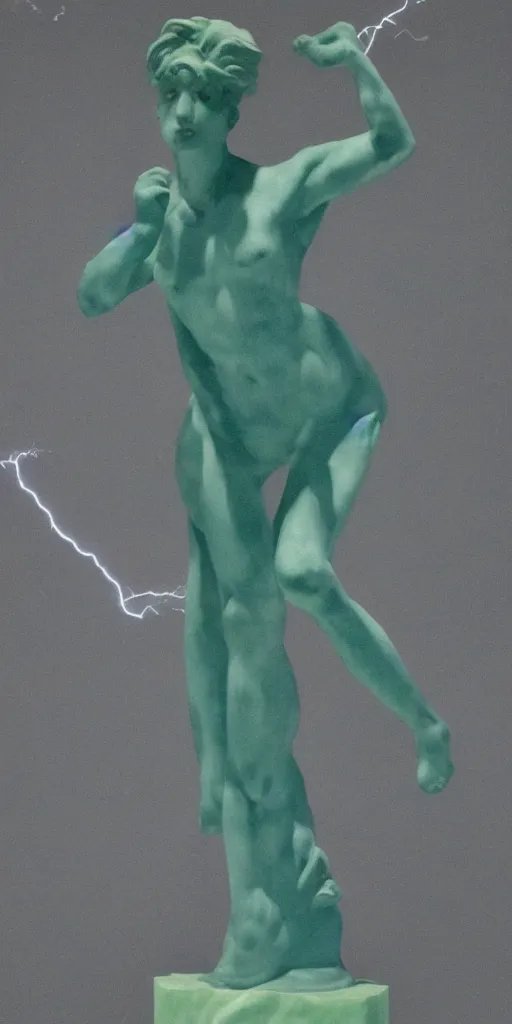 Image similar to a lightning bolt marble statue painted by matisse, highly detailed, cinematic