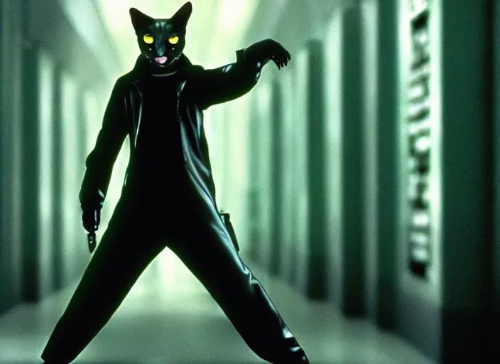 Image similar to neo as a furry fursona fursuit, the matrix, film still, high quality, hd, 4 k