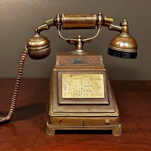 Prompt: a phone in the 1800s