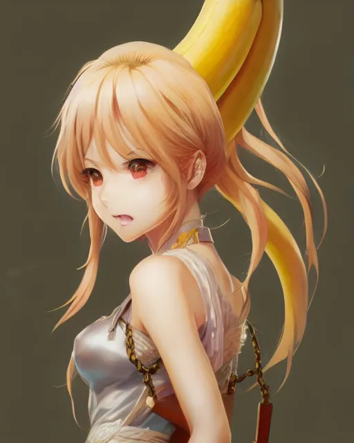 Prompt: character concept art of an anime banana goddess | | cute - fine - face, pretty face, realistic shaded perfect face, fine details by stanley artgerm lau, wlop, rossdraws, james jean, andrei riabovitchev, marc simonetti, and sakimichan, trending on artstation