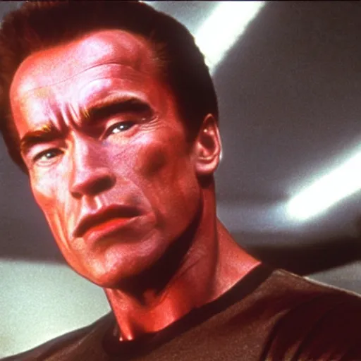 Image similar to arnold schwarzenegger in total recall, looks photorealistic, hyper-detailed