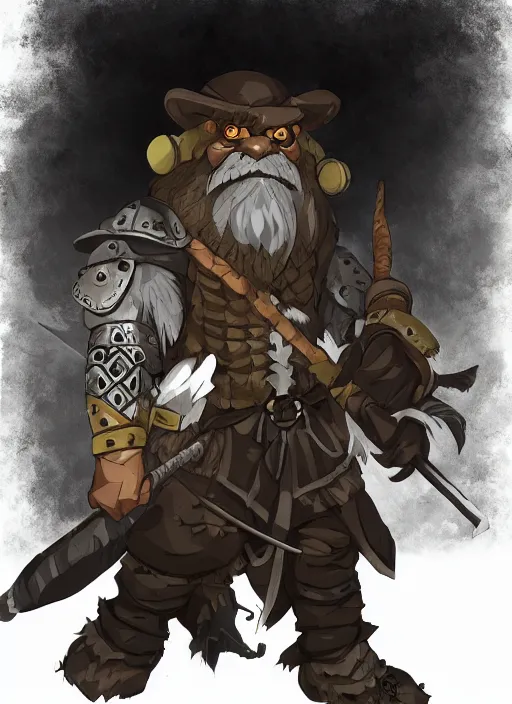 Image similar to bugbear ranger, black beard, dungeons and dragons, hunters gear, character design on white background, by makoto shinkai