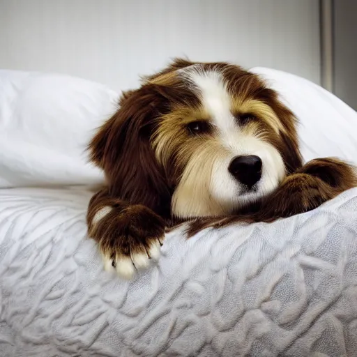 Prompt: portrait furry furry girl lying on a bed