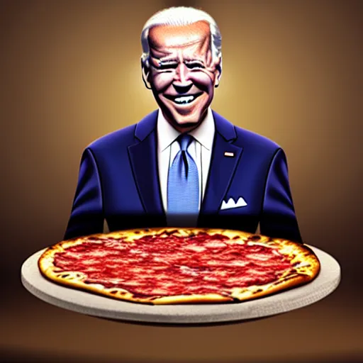 Image similar to Joe Biden as a pizza, 8k, photo, amazing details, octane render