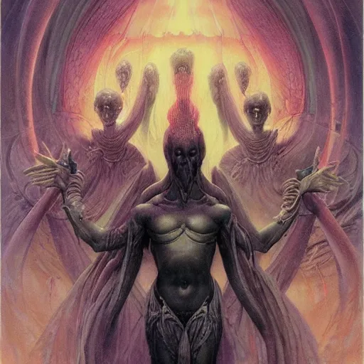 Prompt: random number infinity God celestial manifold by wayne barlowe, gustav moreau, goward,  Gaston Bussiere and roberto ferri