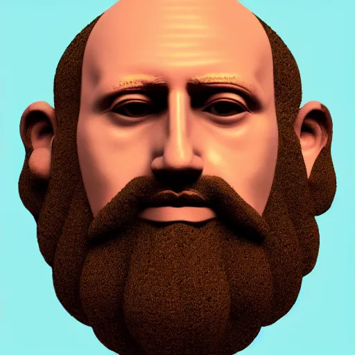 Prompt: Philosophical abstract art! Profile picture. Digital art. 8k resolution. Man made out of hyperbolic functions! Bald with beard.