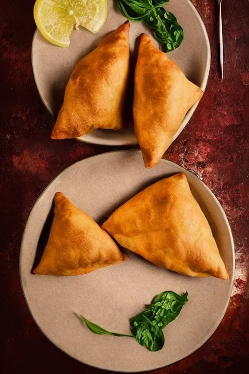 Image similar to 📷 j k simmons the samosa, made of food, head portrait, dynamic lighting, 4 k