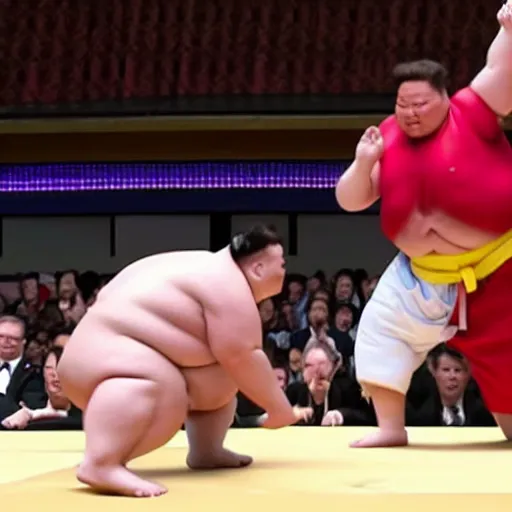 Prompt: elon musk in sumo fight