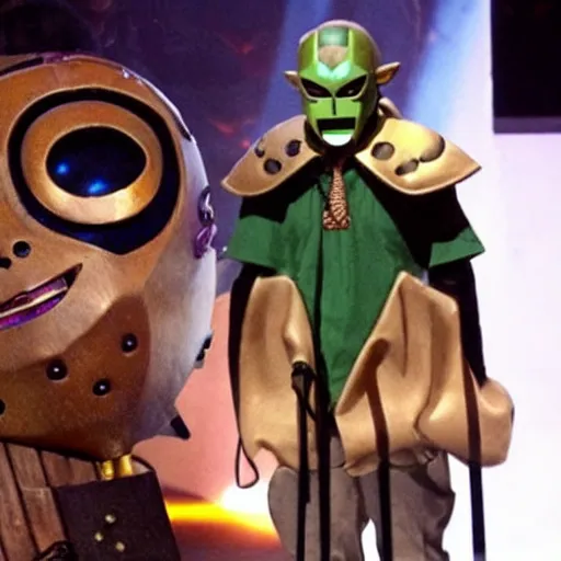 Image similar to legend of zelda majora's mask worn by mf doom onstage bet award show