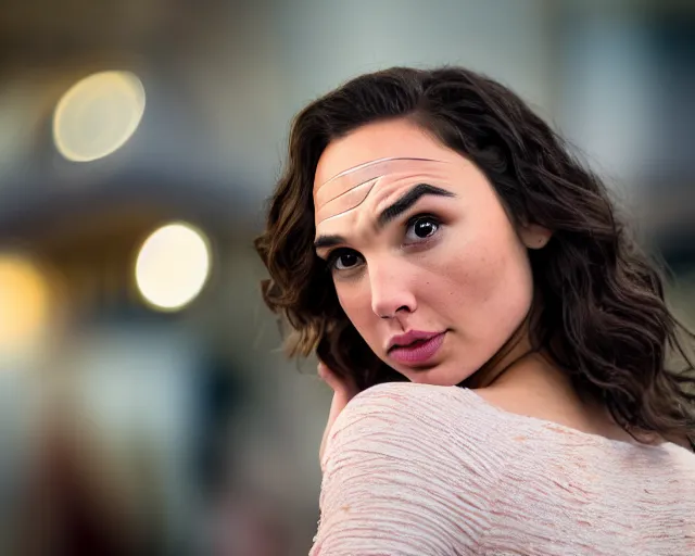 Image similar to 8 5 mm photography of a potato with the face of gal gadot, dof and bokeh