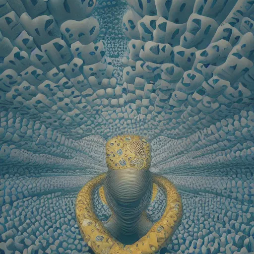 Image similar to shiba uni, freak show, surrealism, fractalism, strange, hyperdetailed, photorealistic, interesting, benoit b. mandelbrot, m. c. escher, patrick woodroffe, ernst fuchs, zdzisław beksinski, id magazine, octane, cinematic, hyperrealism, 8 k, depth of field, bokeh