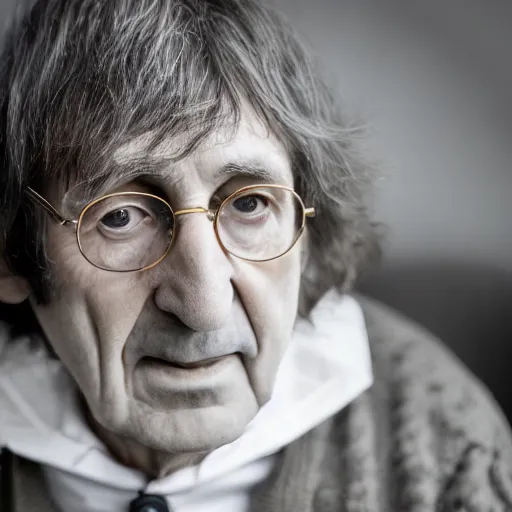 Image similar to old john lennon, george harrison, paul mccartney, ringo starr at age 9 0 years old, color ( sony a 7 r iv, symmetric balance, polarizing filter, photolab, lightroom, 4 k, dolby vision, photography award ), vogue, perfect face