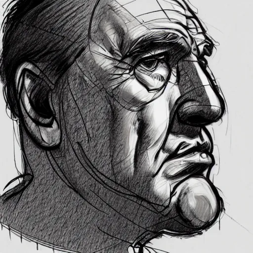 Prompt: a realistic yet scraggly portrait sketch of the side profile of a stern and sophisticated marlon brando, trending on artstation, intricate details, in the style of frank auerbach, in the style of sergio aragones, in the style of martin ansin, in the style of david aja, in the style of mattias adolfsson