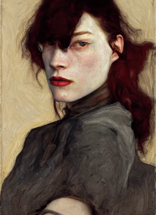 Prompt: stoya by jeremy lipking egon schiele gottfried helnwein