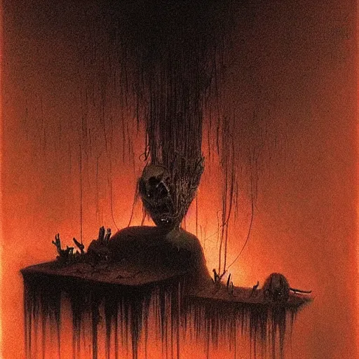 Prompt: the hell of rats, beksinski, scary, dramatic lighting, creepy, very detailed nightmare