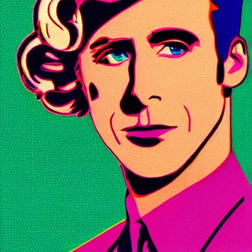 Image similar to pop art pin - up by ryan gosling