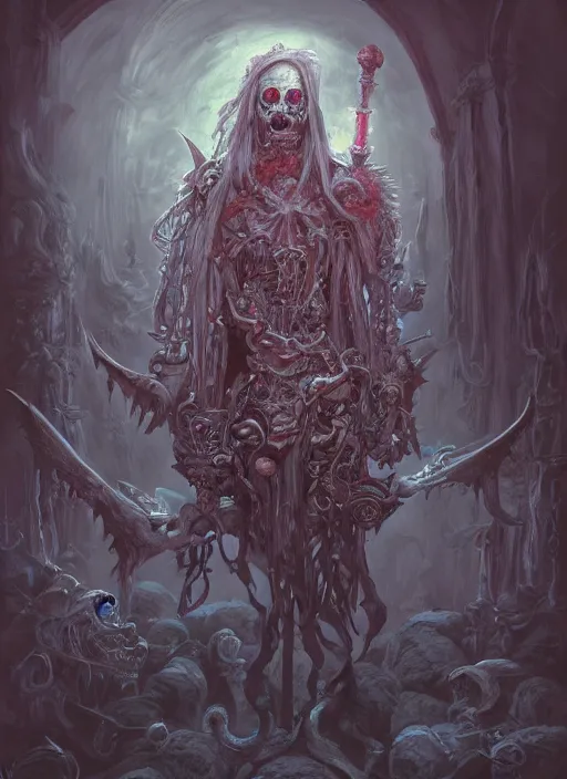 Image similar to fineart illustration of the necromancer, hyper detailed, fantasy surrealism, crisp